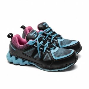 Reebok Women's Black and Light Blue Athletic Composite Toe Work Shoes Size 8